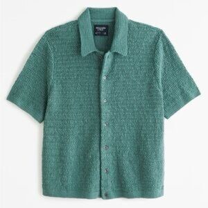 Abercrombie Cotton-Blend Knit Polo Size Large Men's Button Up Short Sleeve Shirt